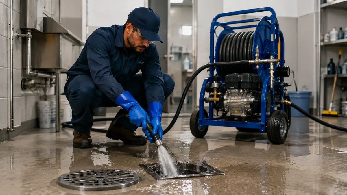 Floor Drain Hydro Jet Cleaning in Boron