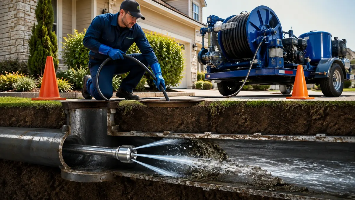 Main Sewer Line Hydro Jet Cleaning in Boron